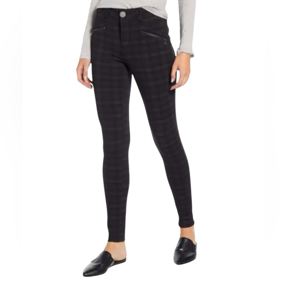 Wit & Wisdom Ab-Solution Skinny Ponte Pants, Size 2 Petite, Black Brown Plaid